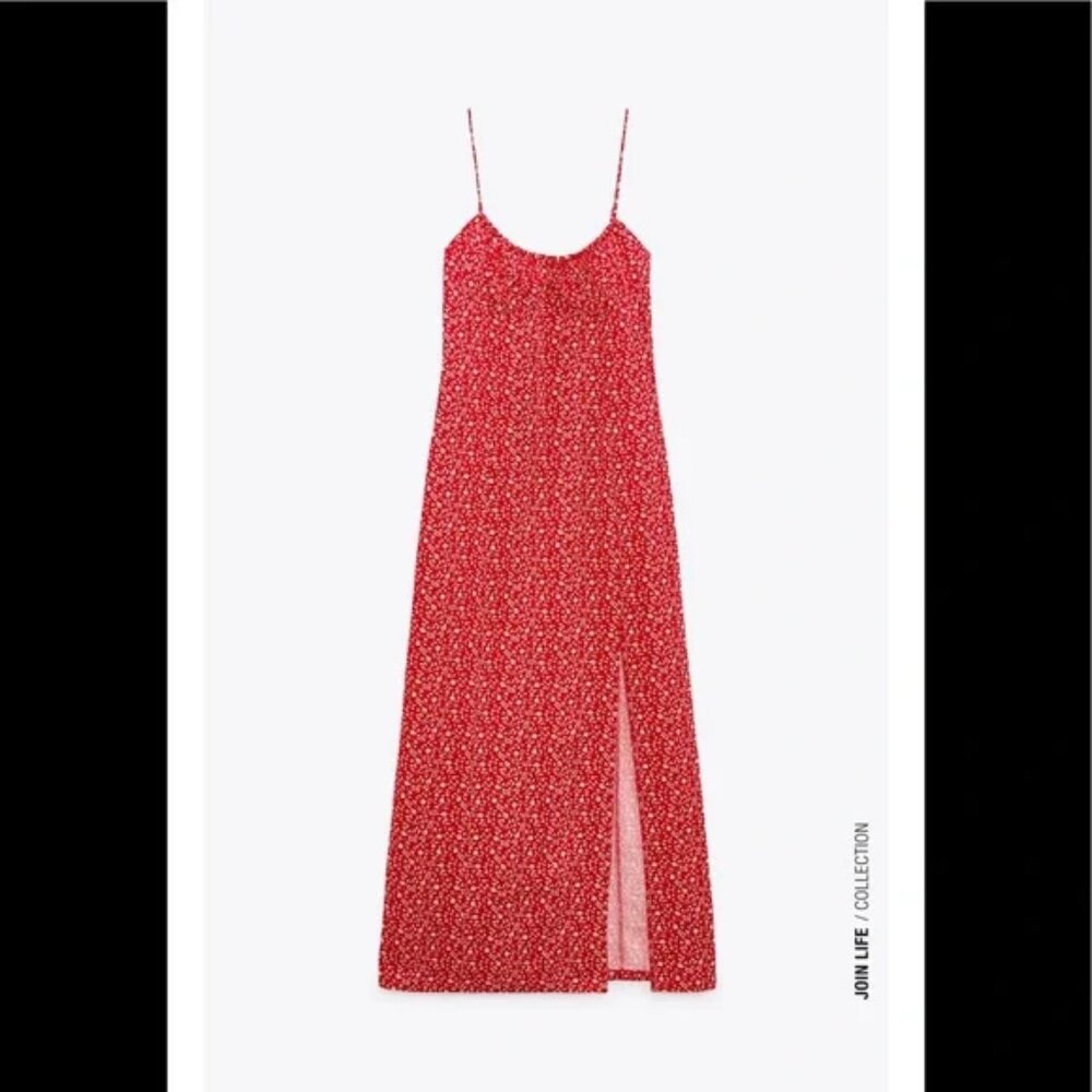 ZARA RED MIDI DRESS SZ XL NWT